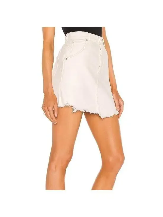Free People Brea Cutoff Skirt in Deco White NWT Size 25 - Picture 2 of 4